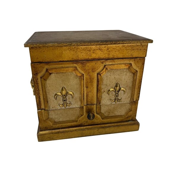 Vintage 1960s 1970s French Provincial Florentine Jewelry Music Box Lion's Head H - Picture 4 of 11